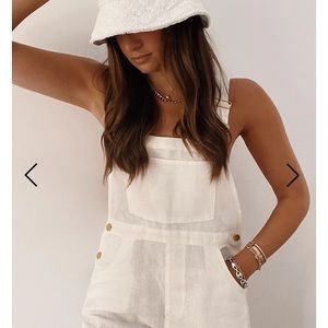 White linen overalls